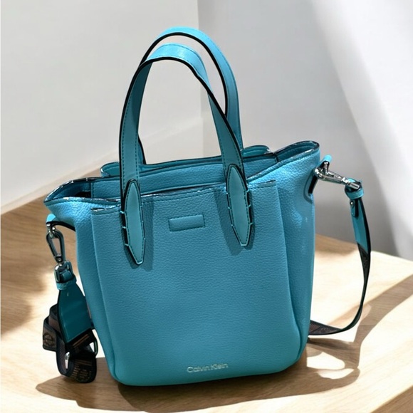 Calvin Klein Handbags - Calvin Klein Women’s Brenda Turquoise Leather Detachable Satchel Bag.